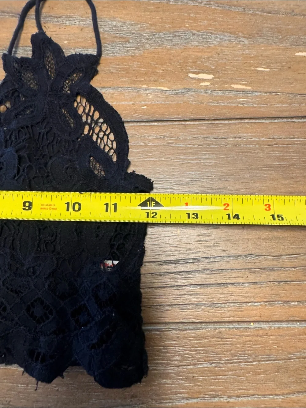 Free People Black Floral Lace Bralette with Scalloped Edge #15